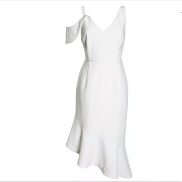 Chelsea28 White Ruffle Asymetrical Hem Dress - Picture 1 of 7
